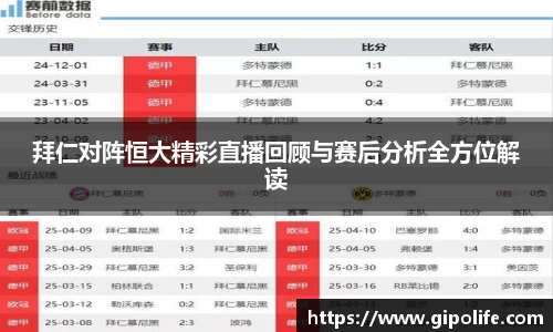 拜仁对阵恒大精彩直播回顾与赛后分析全方位解读